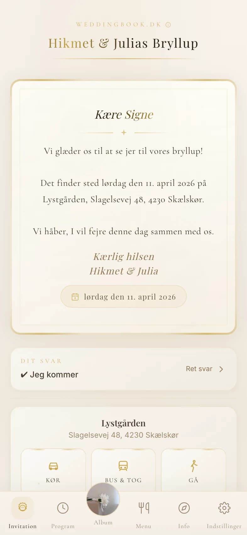 Wedding invitation view